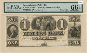 Miners Bank - Obsolete Bank Note - SOLD